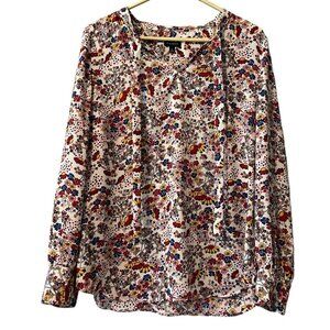 Talbots Shirt Size‎ M Floral Long Sleeve Popover Tunic Cottagecore Career Modern